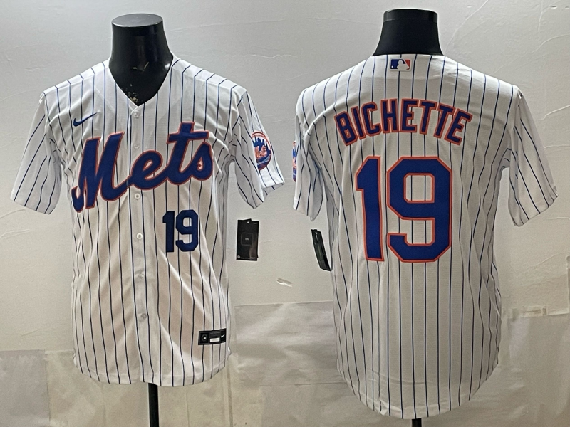 Men MLB New York Mets #19 Bo Bichette white Nike jersey 008->new york mets->MLB Jersey